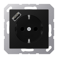 Kištukinis lizdas potinkinis SCHUKO su USB A 2A/3A juodos matinės spalvos A - JUNG A1520-18ASWM