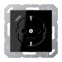 Kištukinis lizdas potinkinis SCHUKO su USB C 2A/3A juodos spalvos A - JUNG A1520-18CSW