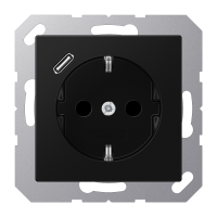 Kištukinis lizdas potinkinis SCHUKO su USB C 2A/3A juodos matinės spalvos A - JUNG A1520-18CSWM