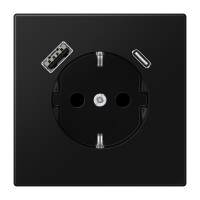 Kištukinis lizdas potinkinis SCHUKO su USB A ir USB C 3A juodos matinės spalvos LS - JUNG LS1520-15CASWM