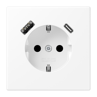 Kištukinis lizdas potinkinis SCHUKO su USB A ir USB C 3A baltos matinės spalvos LS - JUNG LS1520-15CAWWM