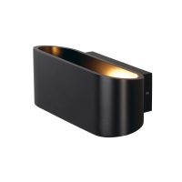 Sieninis paviršinis šviestuvas OSSA 180 QT-DE12, oval, up/down, juodas, L/W/H 18/8/7 cm, max. 100W