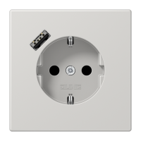 Kištukinis lizdas potinkinis SCHUKO su USB A 2A/3A šviesiai pilkos spalvos LS - JUNG LS1520-18ALG