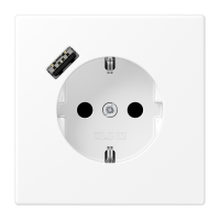 Kištukinis lizdas potinkinis SCHUKO su USB A 2A/3A baltos matinės spalvos LS - JUNG LS1520-18AWWM