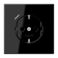 Kištukinis lizdas potinkinis SCHUKO su USB C 2A/3A juodos spalvos LS - JUNG LS1520-18CSW