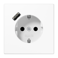 Kištukinis lizdas potinkinis SCHUKO su USB A 2A/3A baltos spalvos 16A 250V LS - JUNG LS1520-18AWW