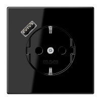 Kištukinis lizdas potinkinis SCHUKO su USB A 2A/3A juodos spalvos 16A 250V LS - JUNG LS1520-18ASW