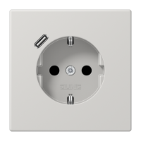 Kištukinis lizdas potinkinis SCHUKO su USB C 2A/3A šviesiai pilkos spalvos 16A 250V LS - JUNG LS1520-18CLG
