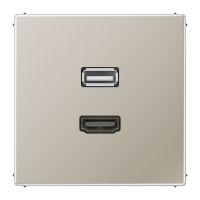Lizdas potinkinis HDMI ir USB 2.0 nerūdijančio plieno spalvos LS - JUNG MAES1163